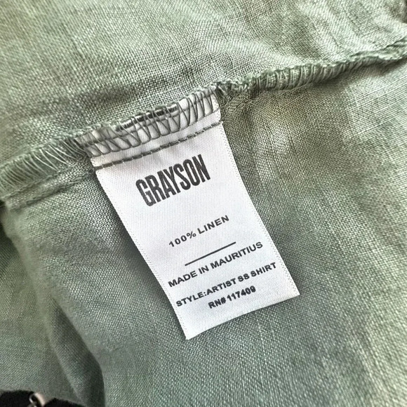 GRAYSON | Olive Green 100% Linen Half Button Tunic Style Top | Size 5, XL - Picture 6 of 7